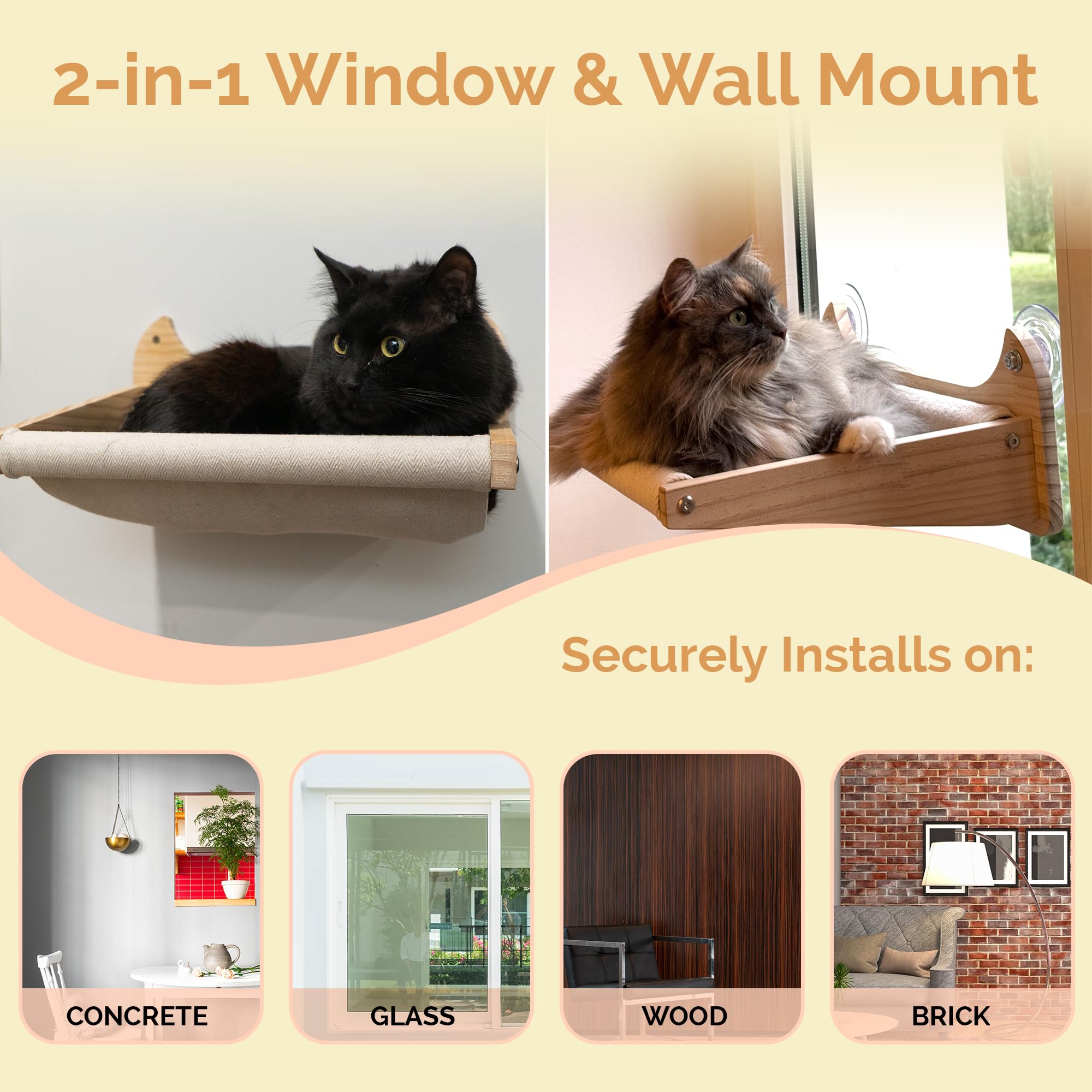 Pet Savvy cat perch perspective on wood-tone shelves for serenity
