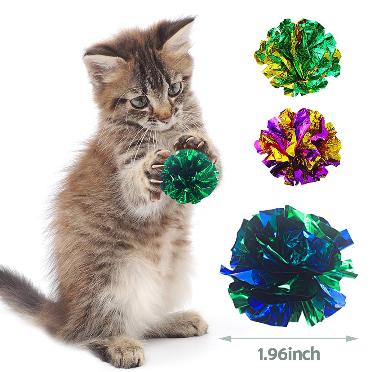 PET SHOW crinkle ball in motion showcasing 1.96-inch size for chasing and pouncing.