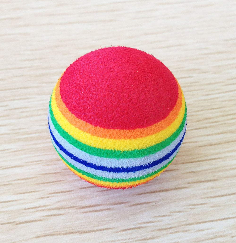 PET SHOW foam ball red rainbow, easy roll for independent or social play.