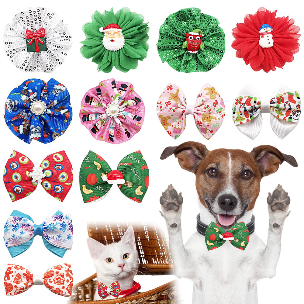 PET SHOW Christmas flower charms on a small dog collar add festive style