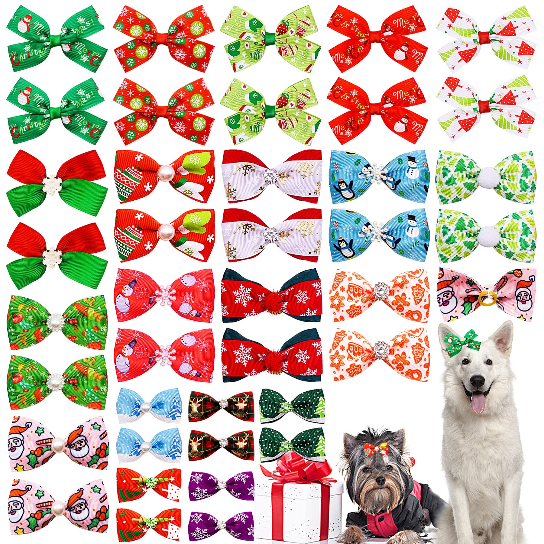 PET SHOW Christmas dog bow 2in on a cute pup for holiday style