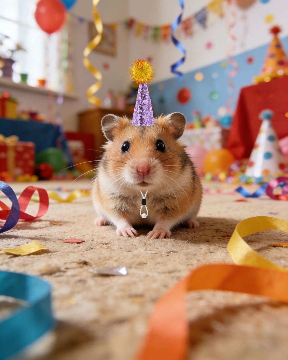 PET SHOW gold mini hat on guinea pig adds sparkling party flair