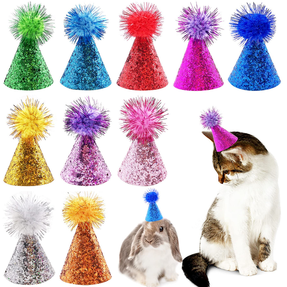 PET SHOW mini hats in green provide a party-ready look and adorable photo prop.