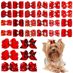 PET SHOW topknot bows red pack-20 closeup for stylish grooming