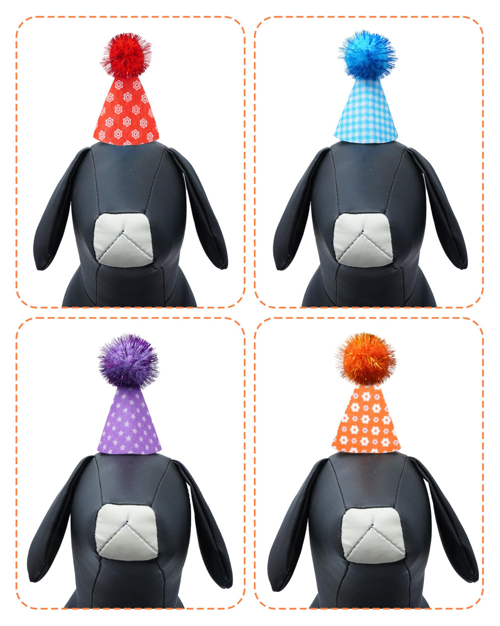 PET SHOW plush pom-pom top hat on pet for cute party look.