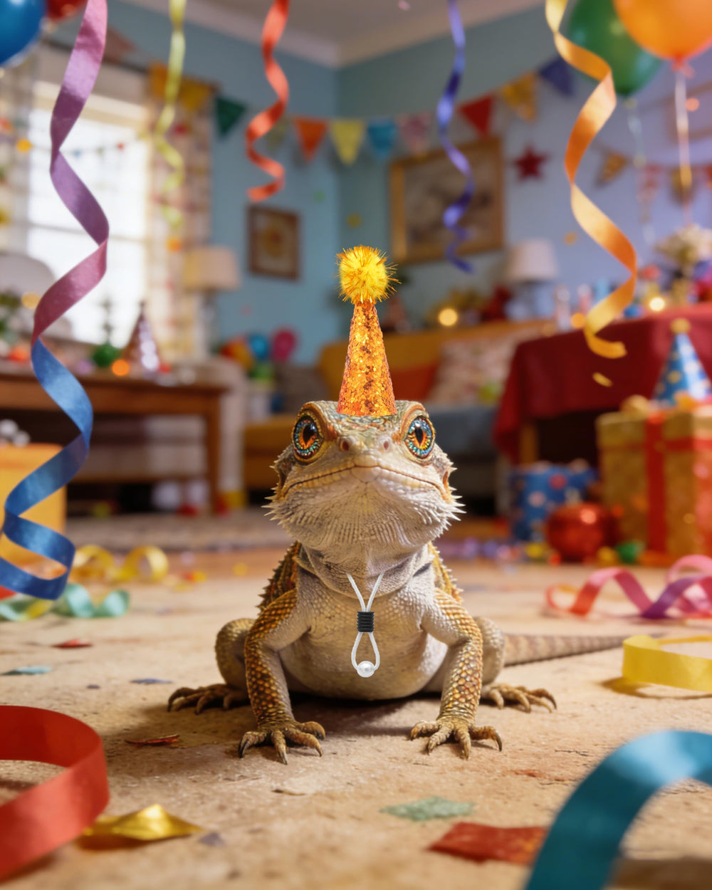 PET SHOW silver mini hat on bird for festive portrait