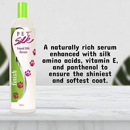 Pet Silk Liquid Silk Serum being applied for a smooth detangled coat.