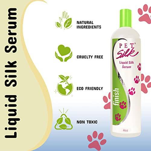 Pet Silk Liquid Silk Serum coat shine visible on a healthy-looking coat.