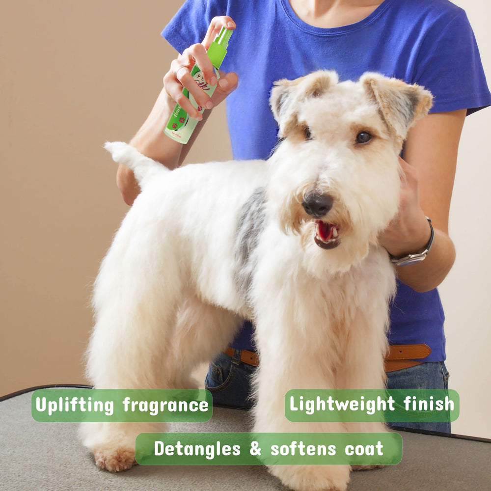 Pet Silk Rainforest Spray Soft Coat effect after use, detangling and shine.