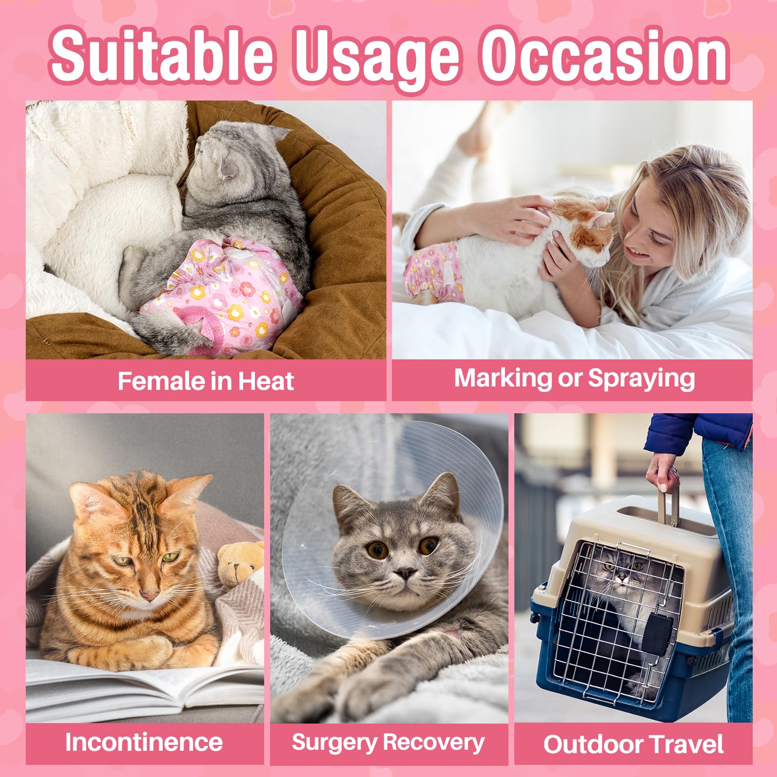 Pet Soft cat-diapers-measure-size-guide shows how to fit around the waist