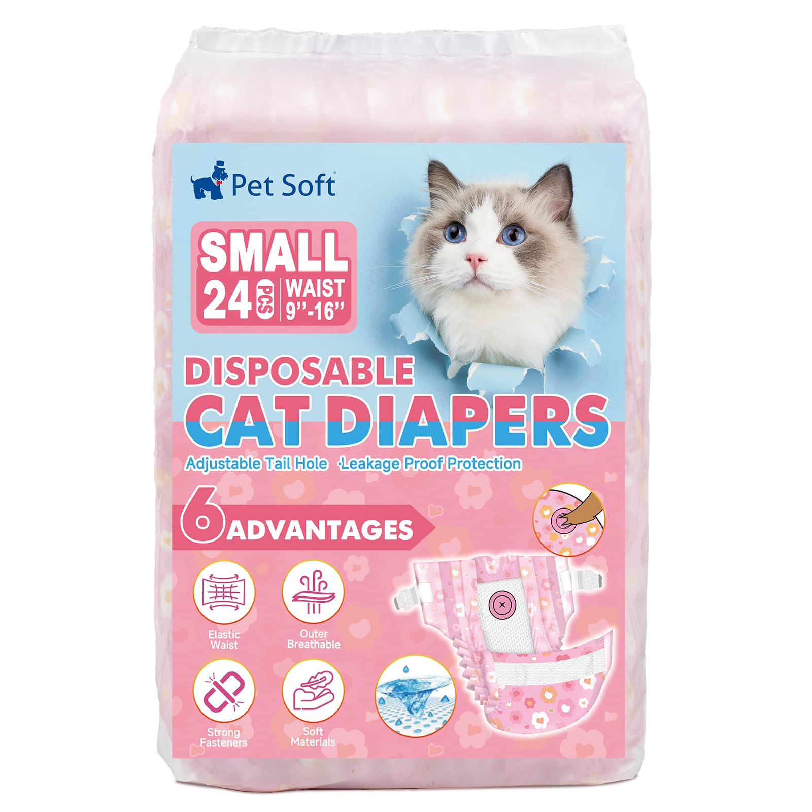 Pet Soft disposable-cat-diapers-easy-fastening suggests simple changes