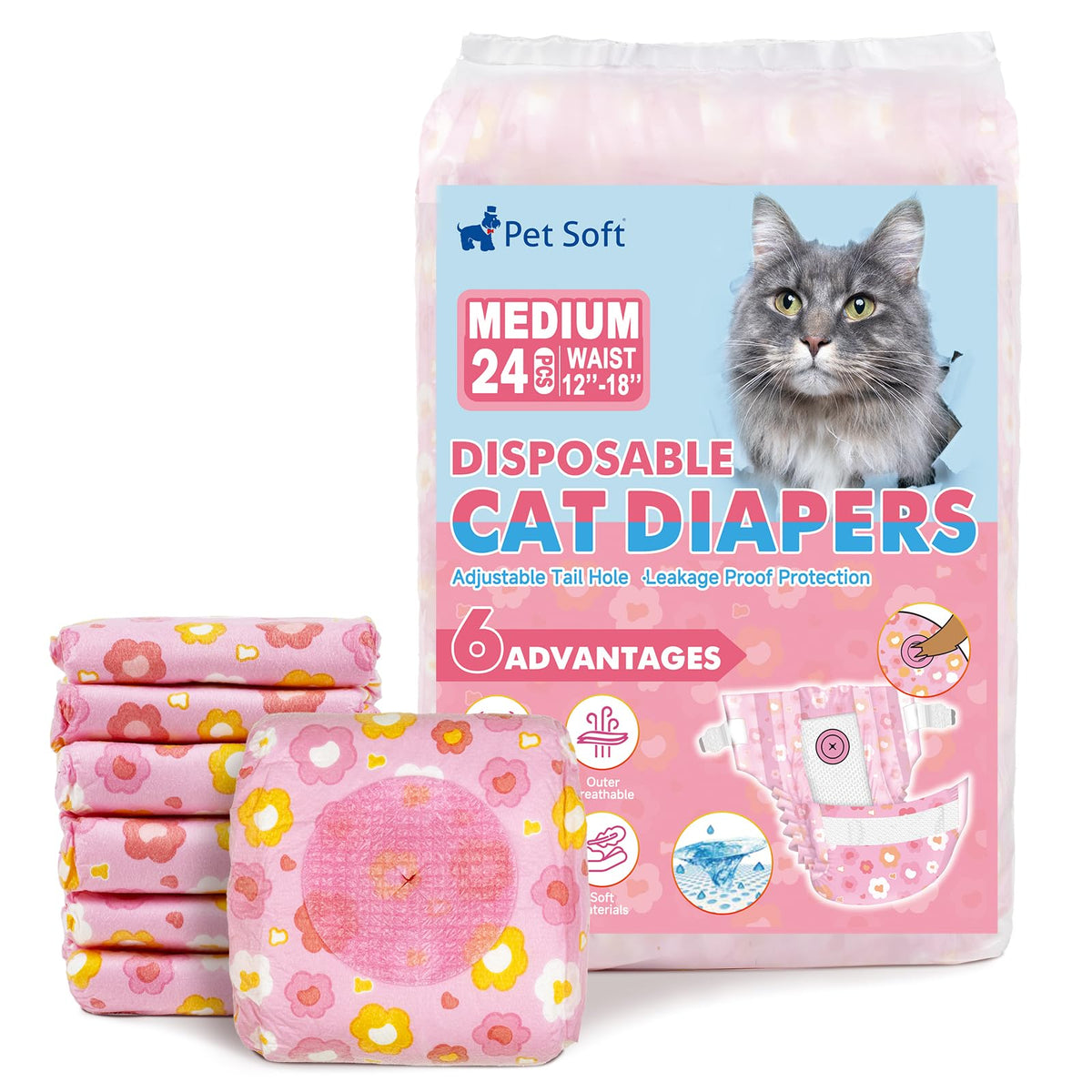 Pet Soft flowers pack top view showing 24-count box for easy daily protection