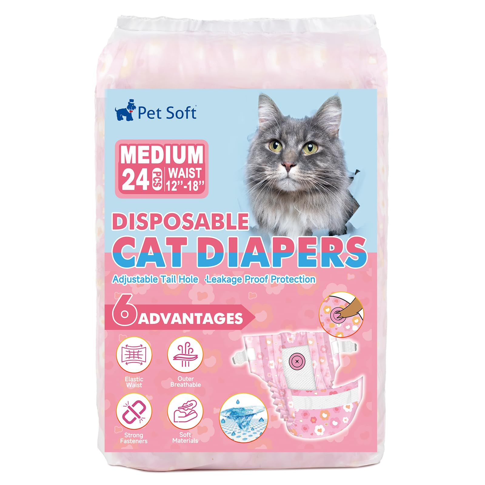 Pet Soft packaging label highlights 24-count and flowers design