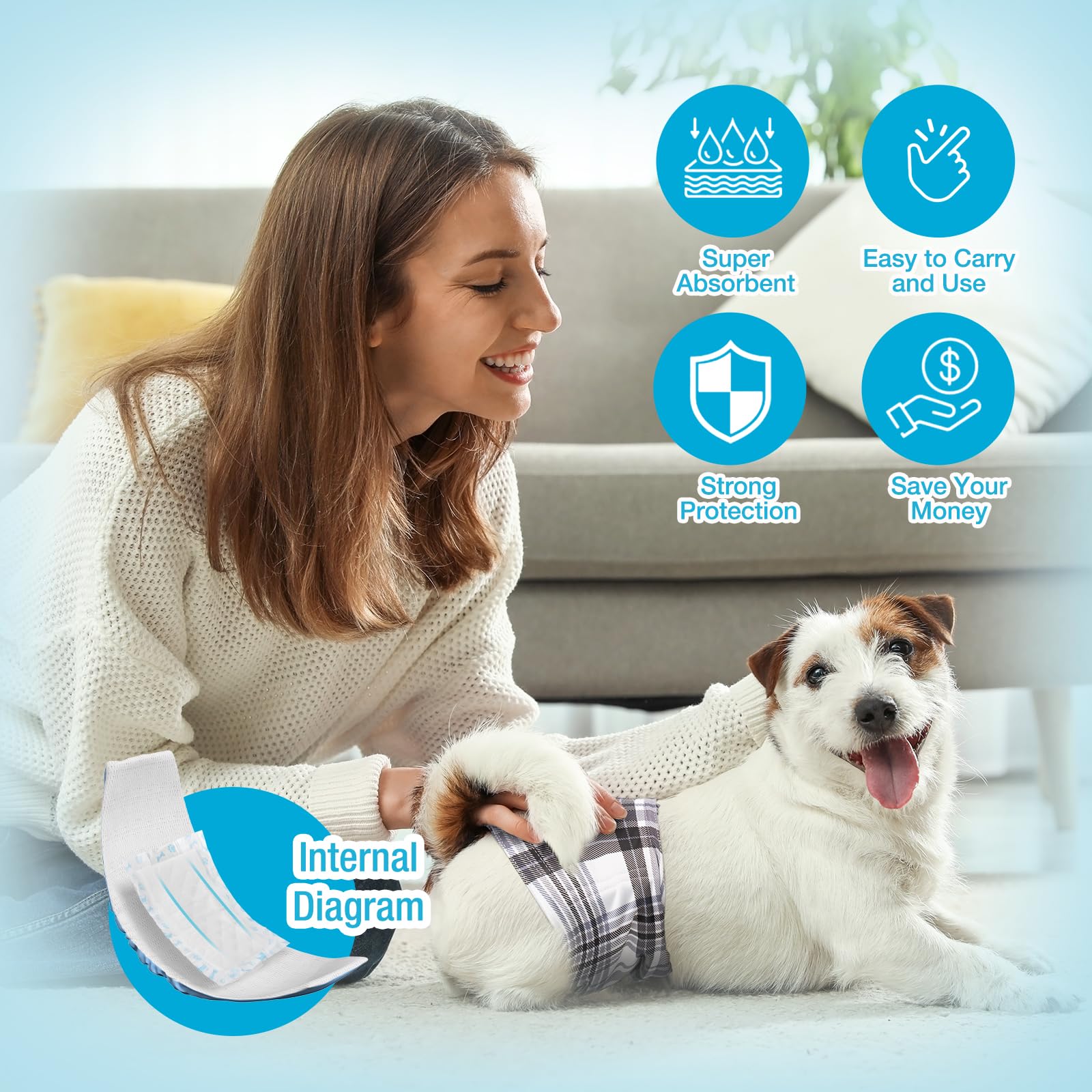 Pet Soft dog diaper liners overnight-use reliable protection during long nights
