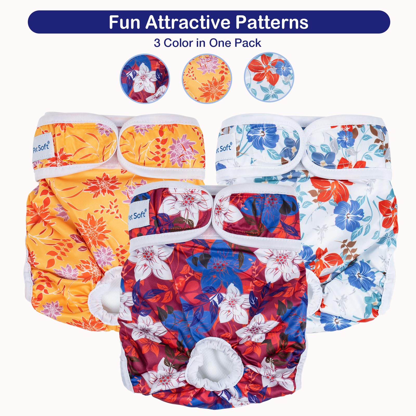Pet Soft diaper with adjustable Velcro for a secure fit.