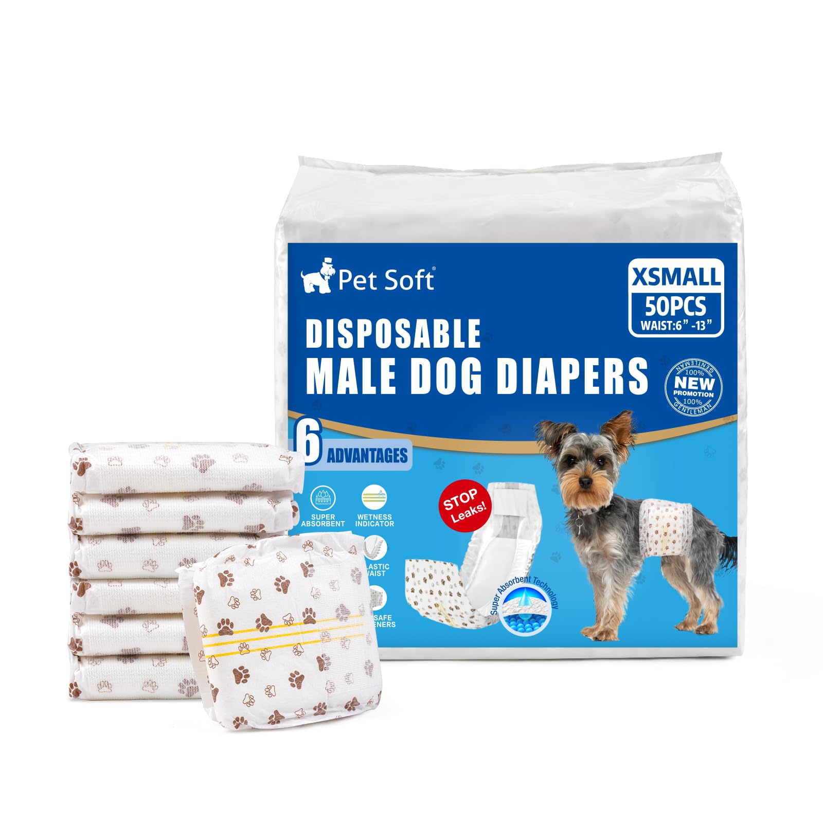 Pet Soft Dog Diapers Male wrap close-up; secure fit for tiny dogs.