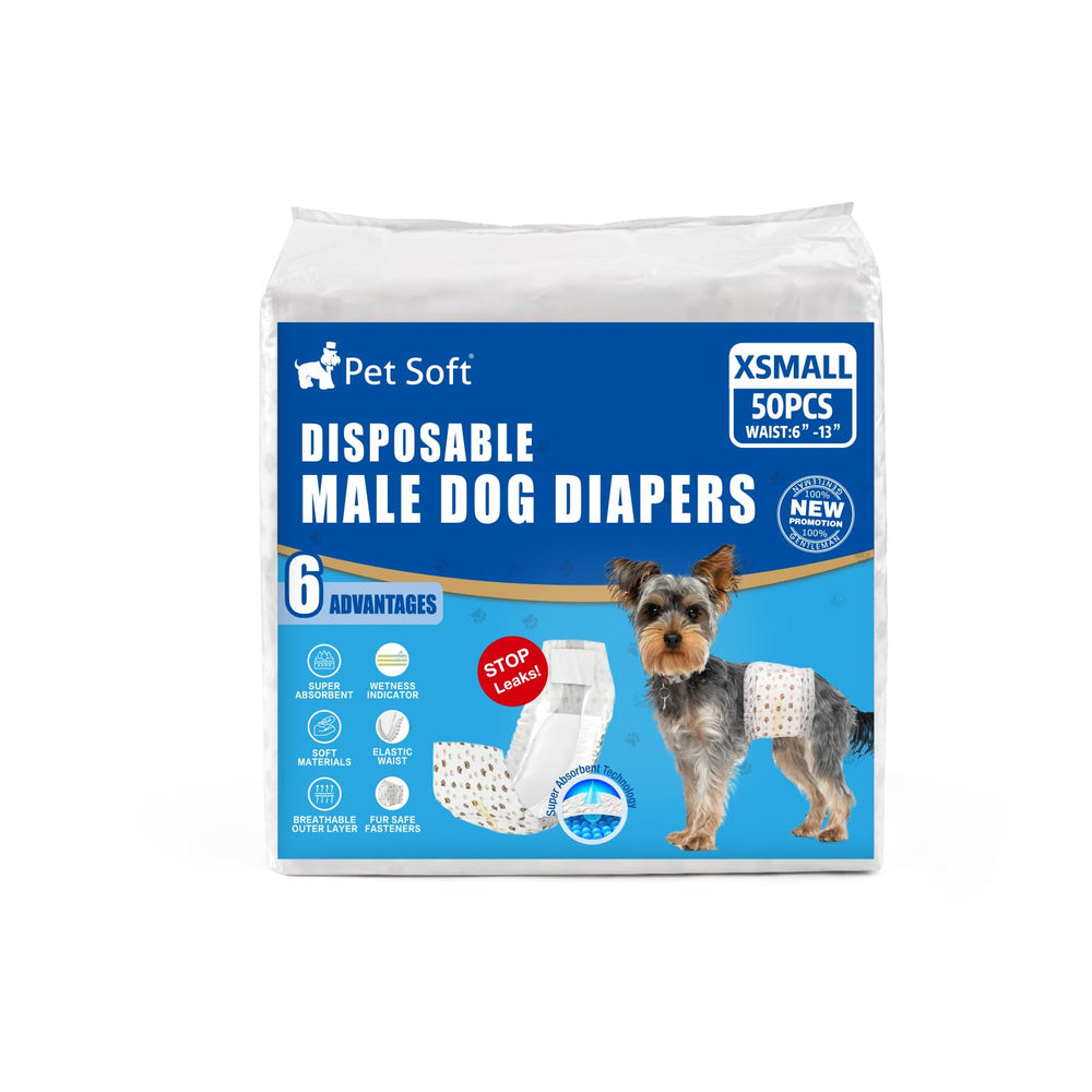 Pet Soft Dog Diapers Male wrap packaging and contents shown.