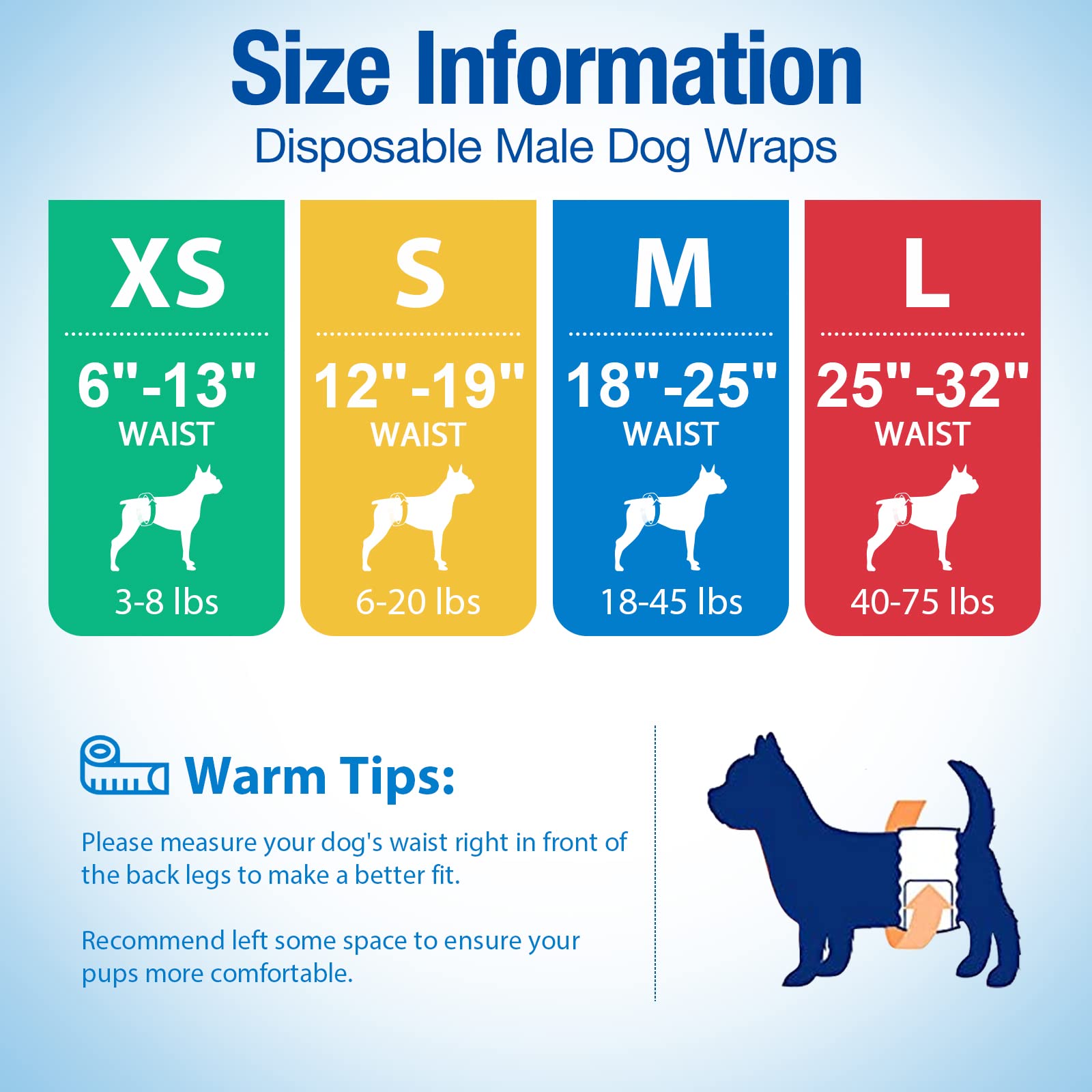 Pet Soft Dog Diapers Male XS size reference on puppy.