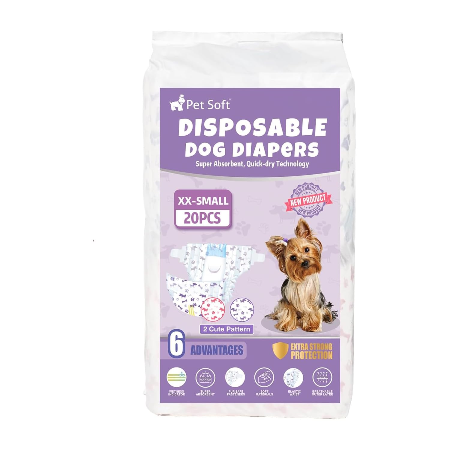Pet Soft dog diapers ideal for daily wear or travel