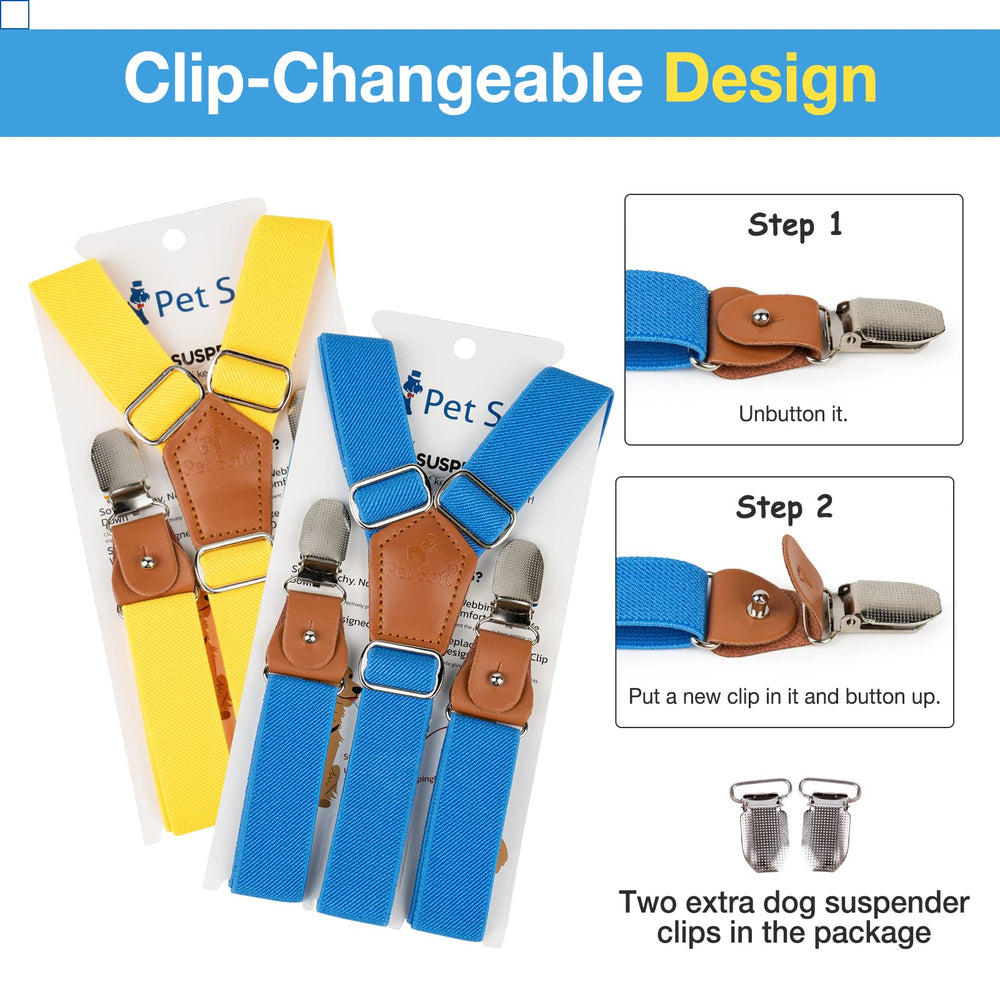 Pet Soft dog suspenders metal clip replacement included for reliability