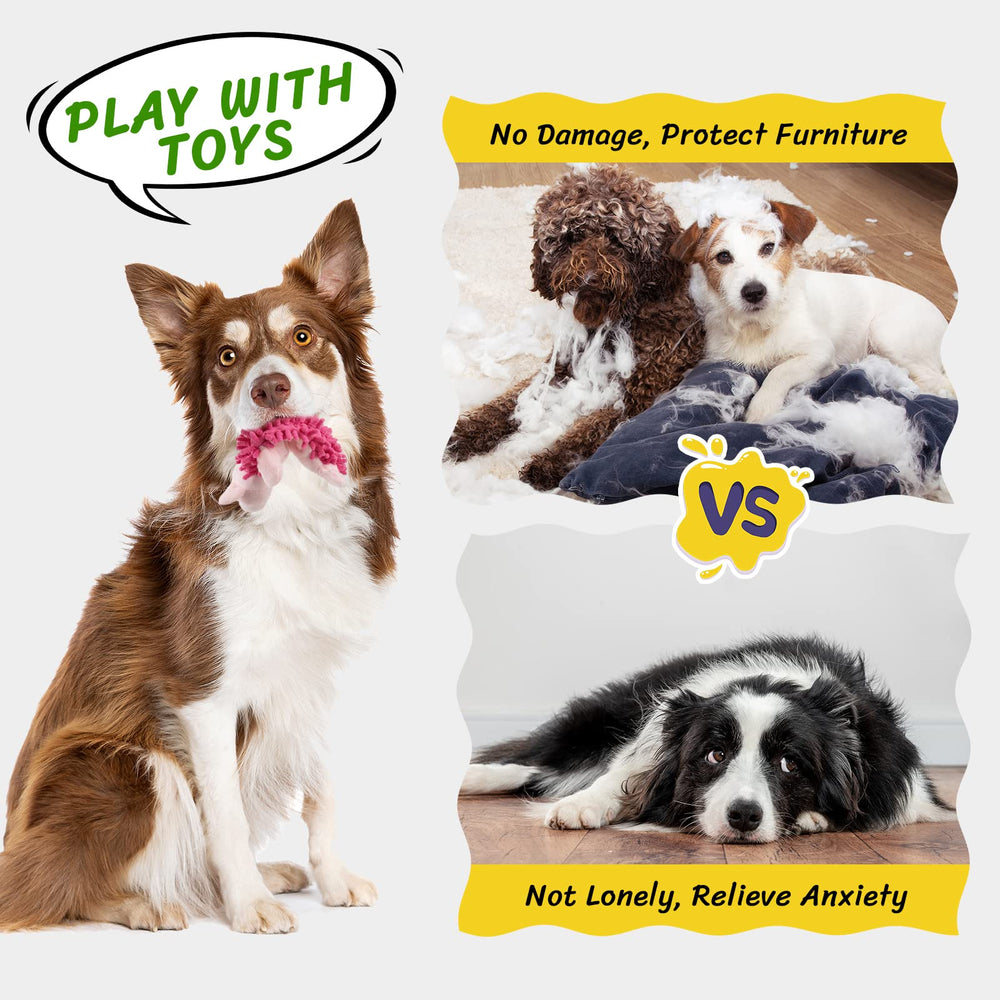 Pet Soft premium chenille surface aids safe chewing and toy longevity during play sessions.