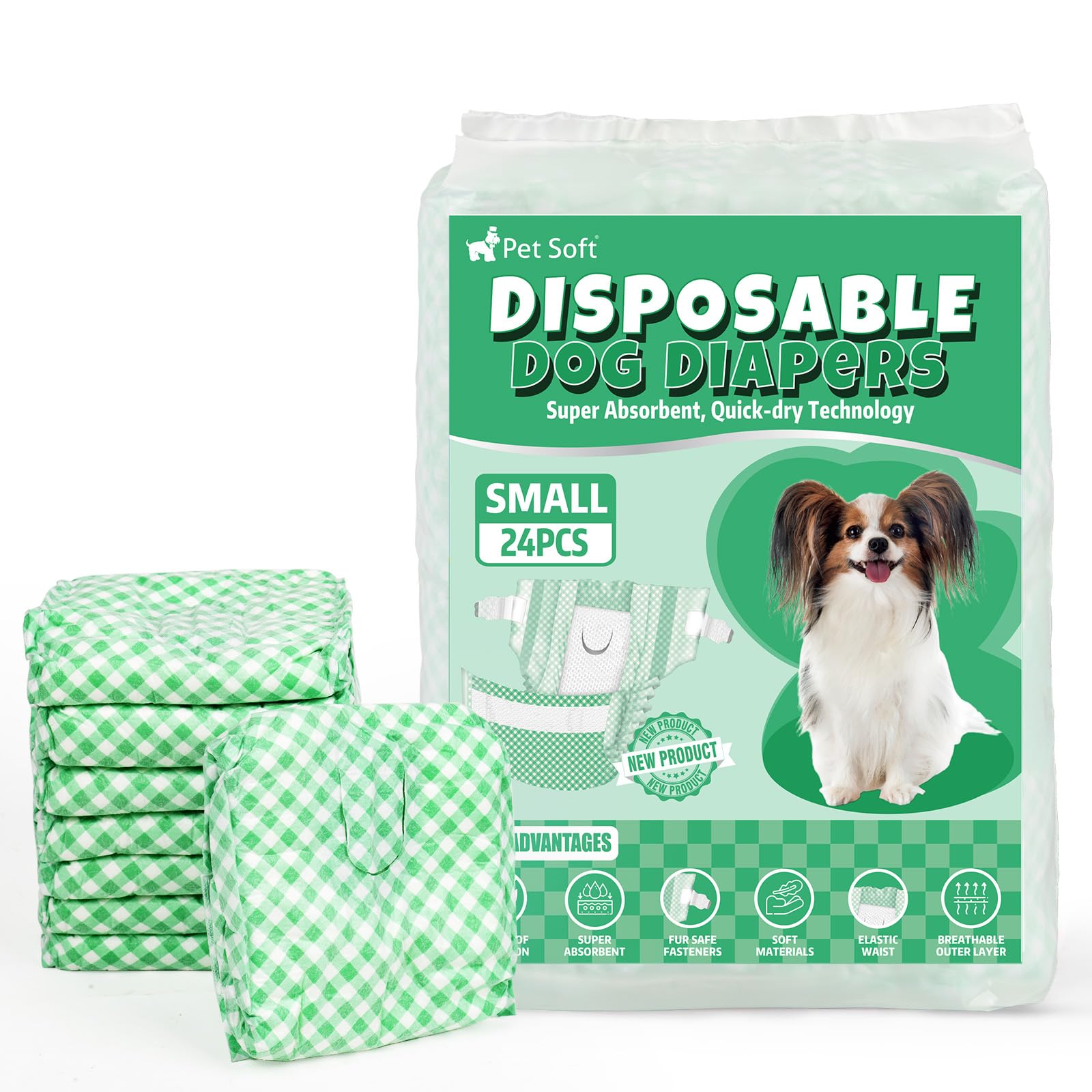 Pet Soft female dog diapers close-up reveals ultra-absorbent core for quick containment.