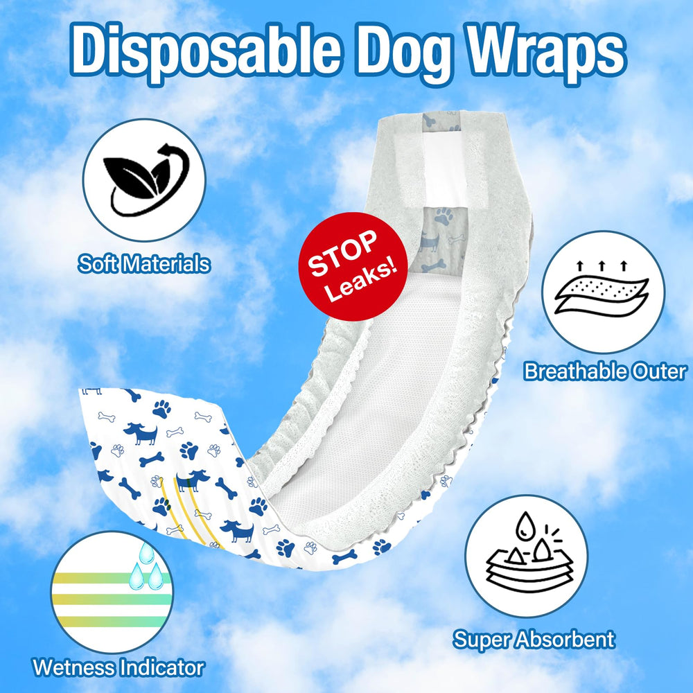 Pet Soft male dog diapers fasteners closeup demonstrates adjustable tape for snug wear