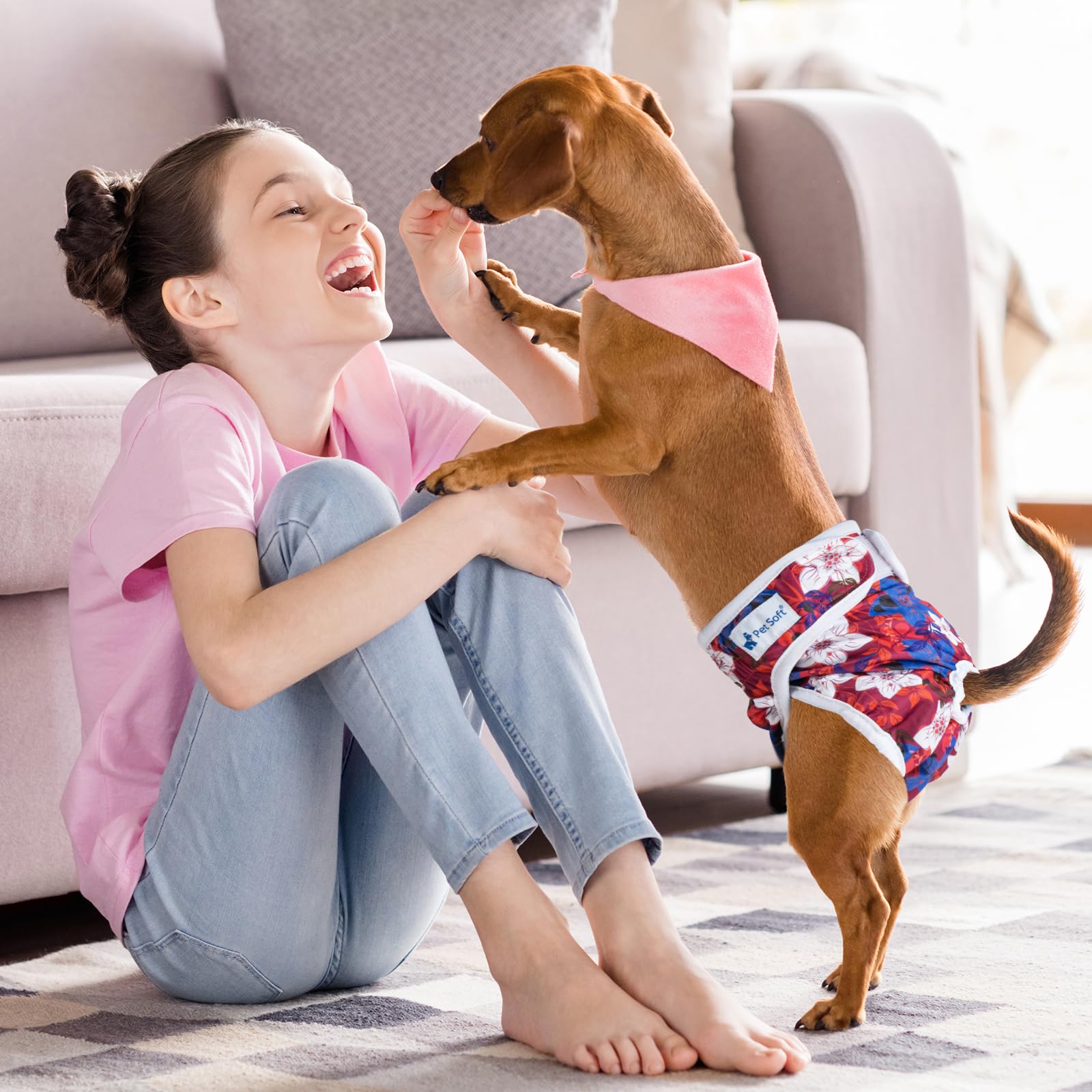 Pet Soft reusable washable dog diapers promote savings and eco-friendliness.