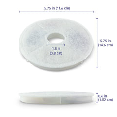 PET STANDARD round 5.75-inch filter demonstrates fit in Catit fountains