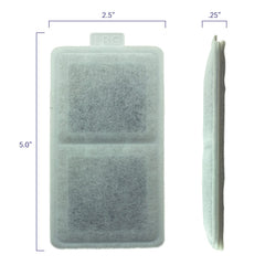 PET STANDARD cotton and activated carbon filter visible, highlighting dual-filtration for hair and metals.
