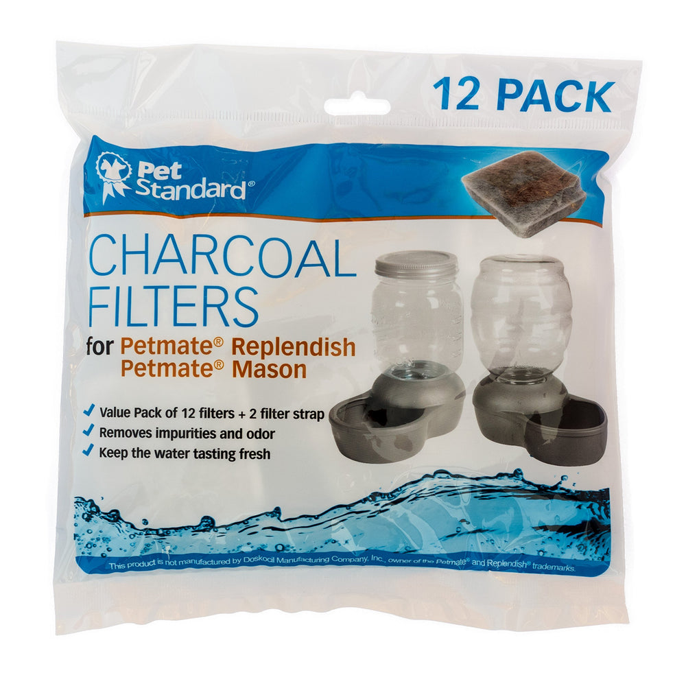 PET STANDARD filters compatible with Petmate Replendish and Mason fountains enhance water taste.