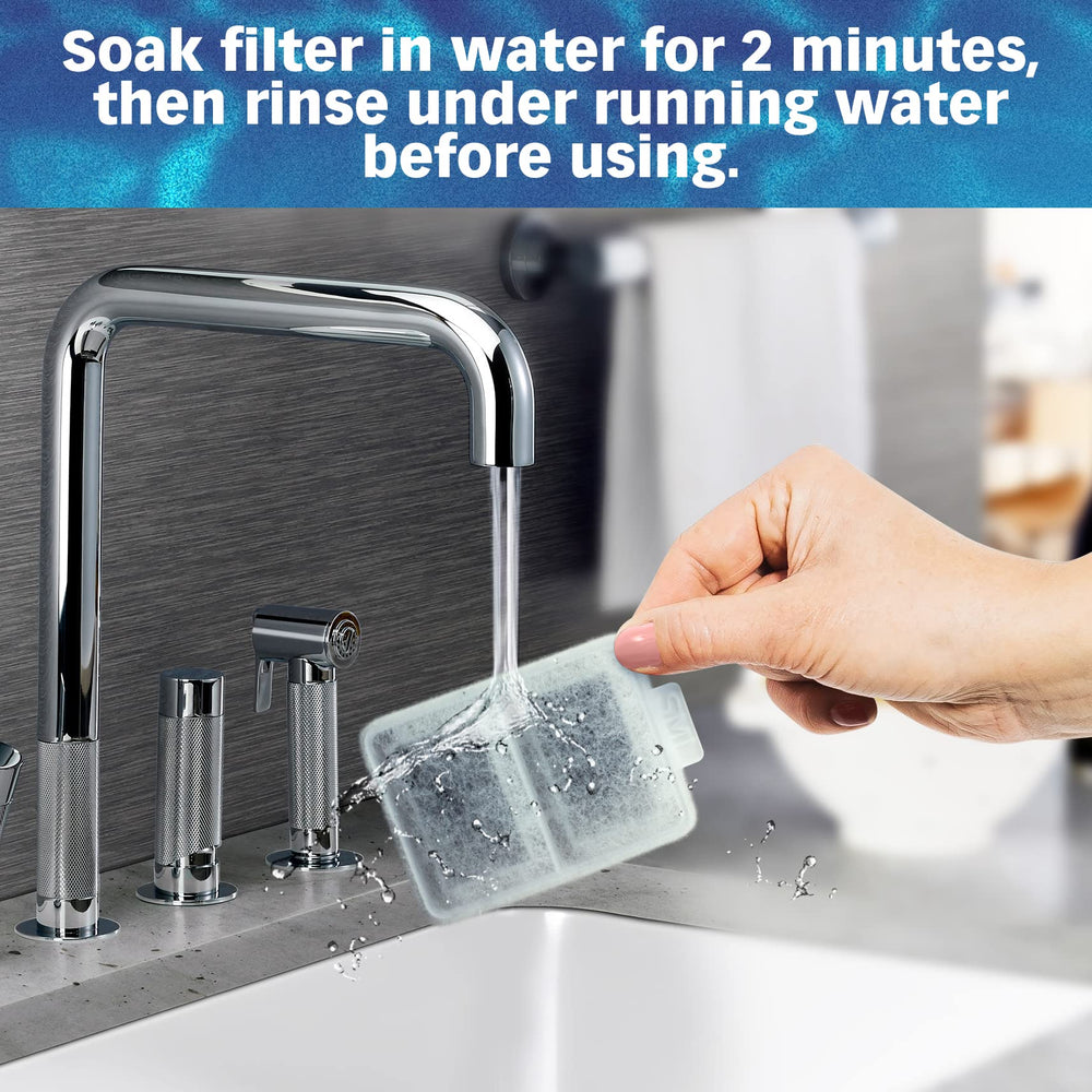 PET STANDARD instruction image showing soak and rinse before use.