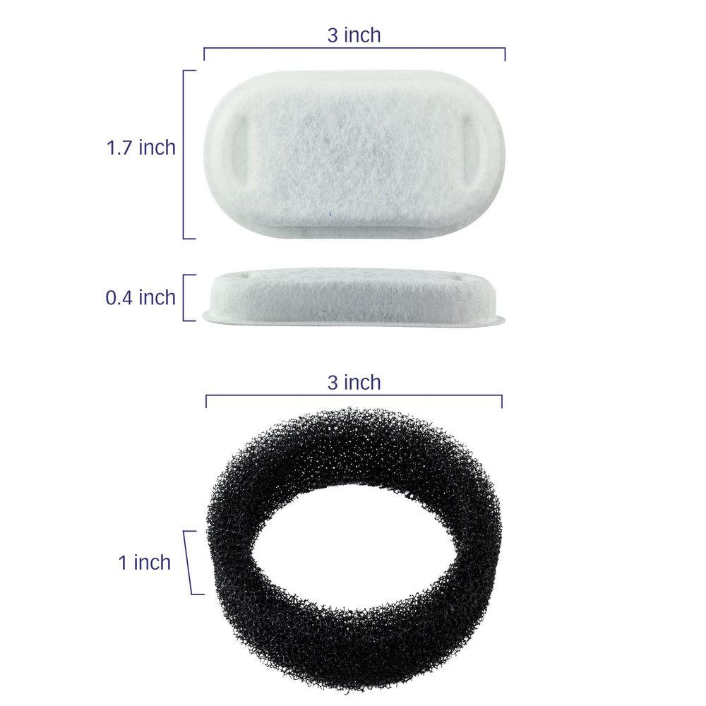 PET STANDARD oval filter dimensions show compact fit for PETLIBRO PLWF003.