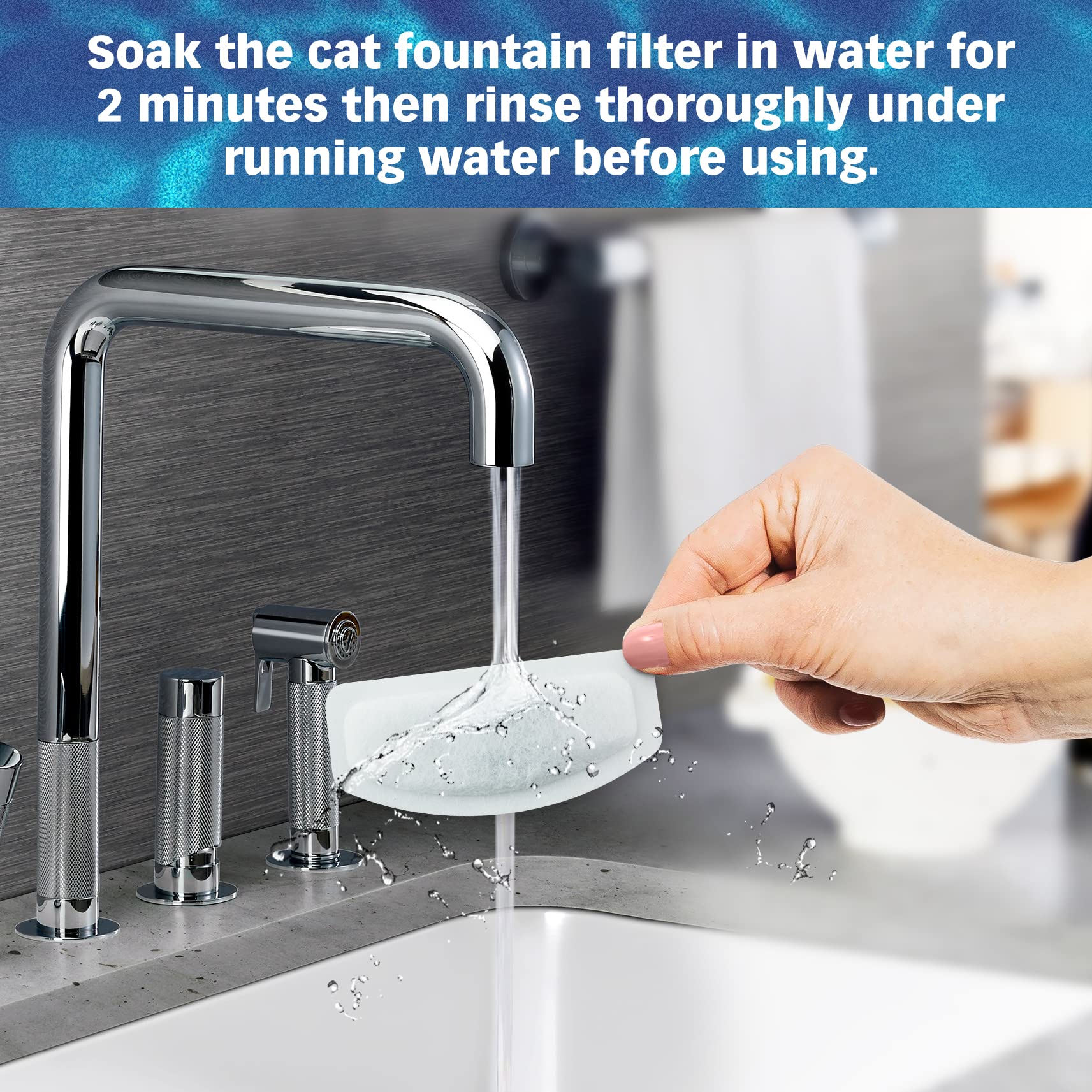 PET STANDARD packaged filters and sponges illustrate complete fountain maintenance kit.