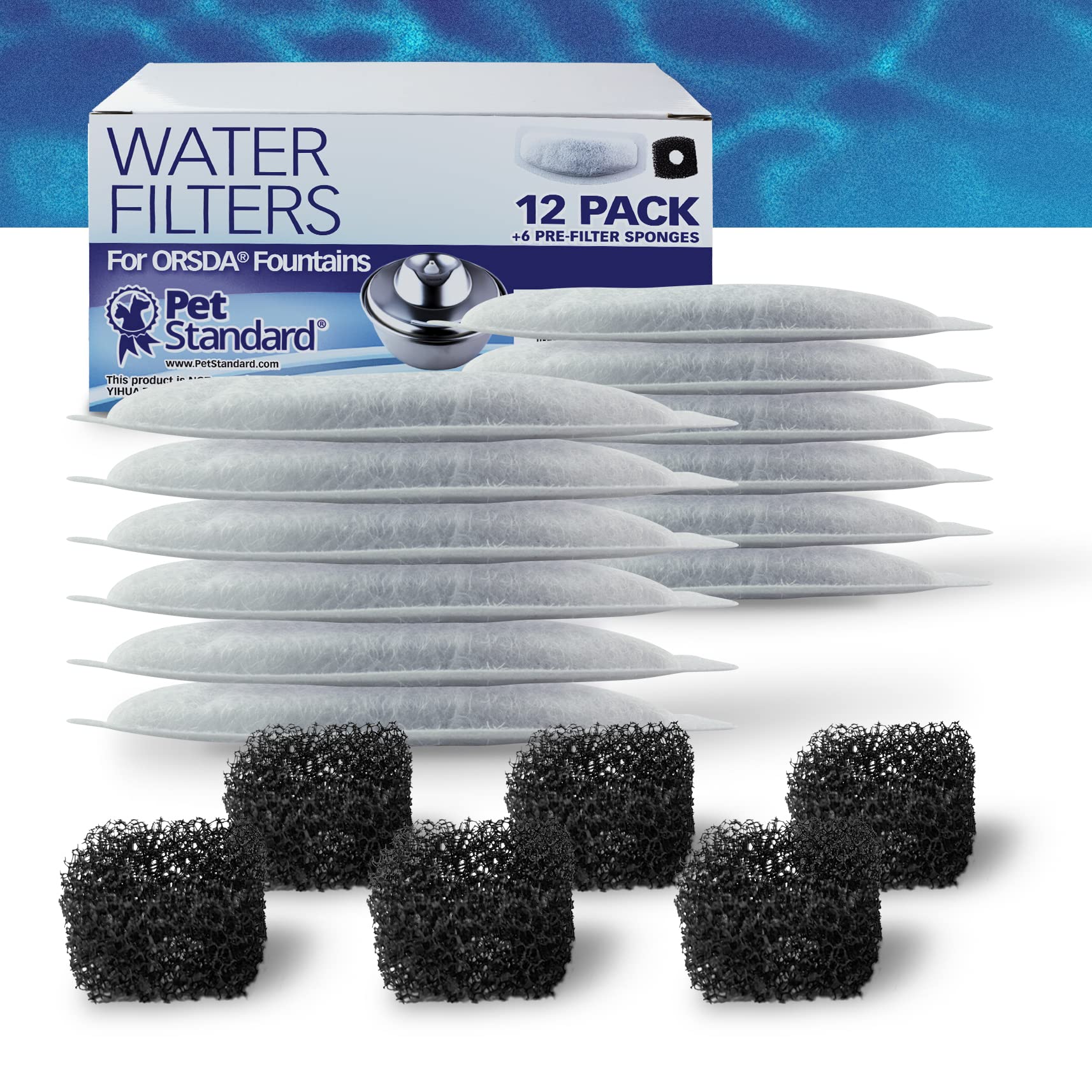 PET STANDARD pre-filter sponge pack shown ready for replacement to reduce debris.