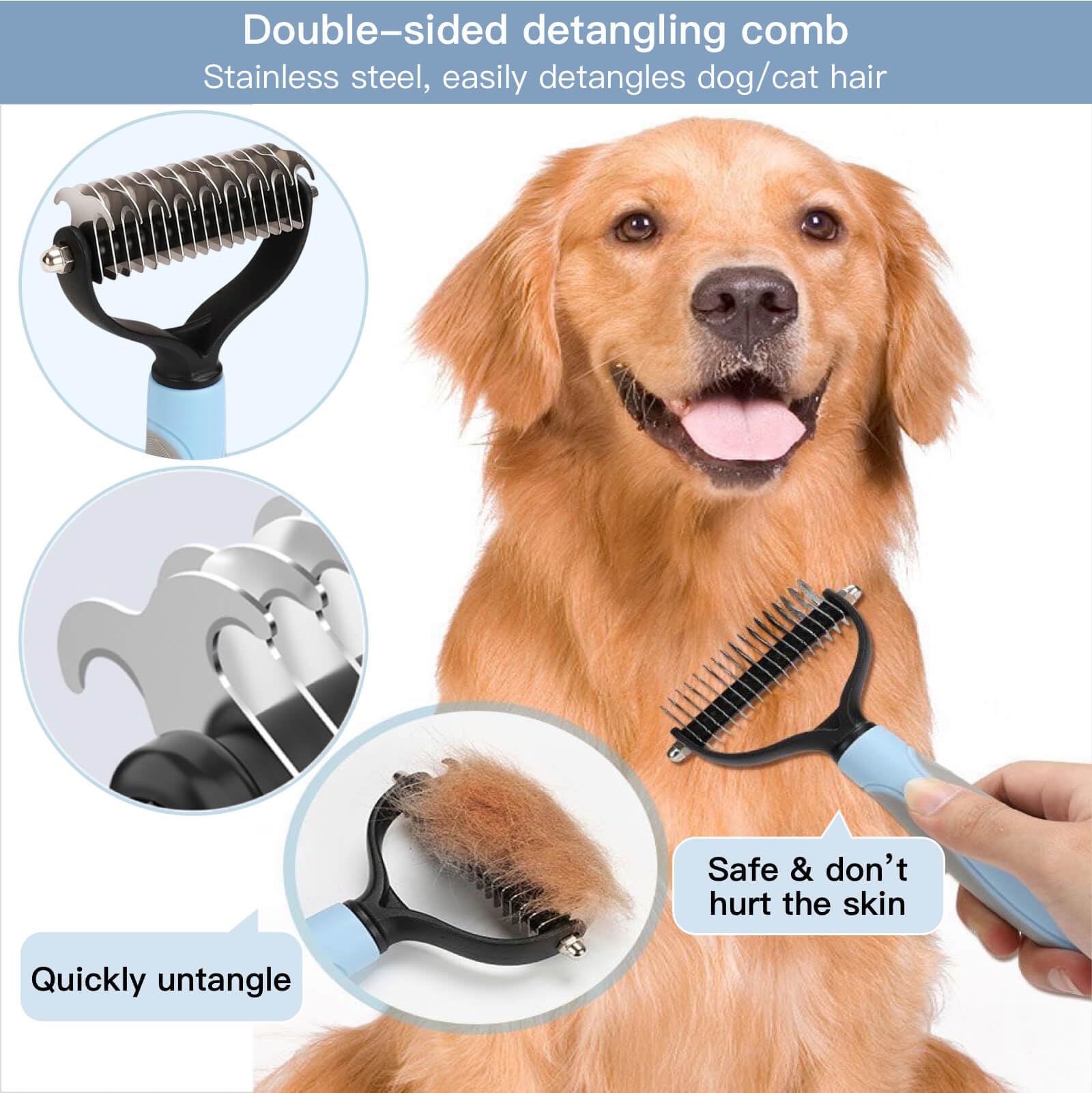 Pet supplies dematting comb for dogs, detangling safely