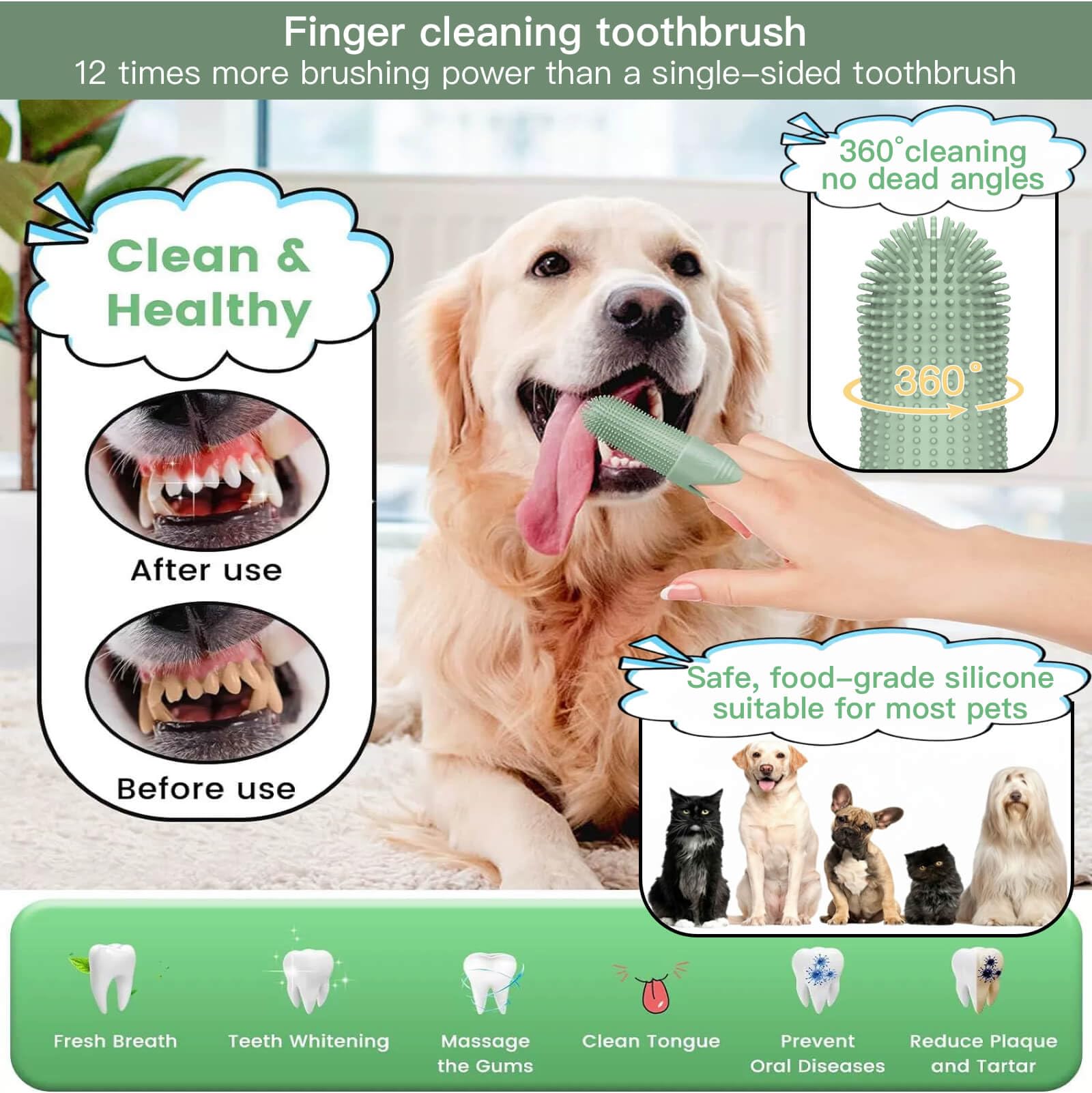 Pet supplies high-density brush glove boosts foam for deeper cleaning