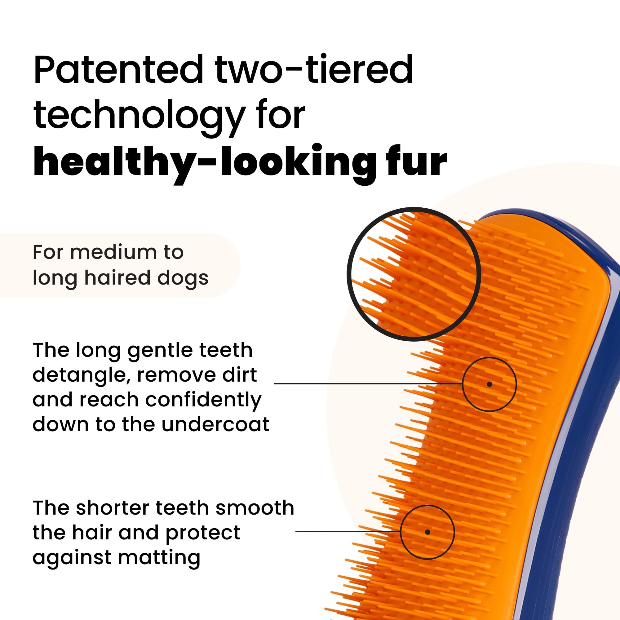 Pet Teezer dientes de dos niveles para perros, desenredo suave.