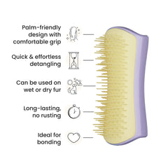 Pet Teezer soft polymer teeth soothe skin during grooming sessions.