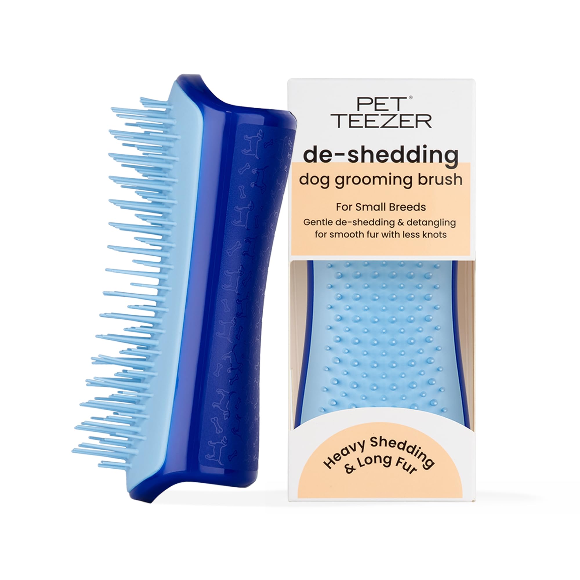 Pet Teezer deshedding dog brush teeth closeup highlights two-tier teeth for deep undercoat grooming