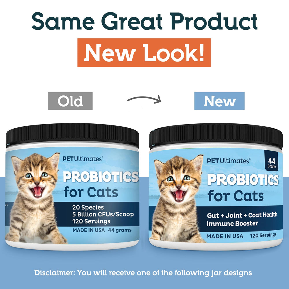 Pet Ultimates Probiotics for Cats 20-species blend supports digestive balance in meals.