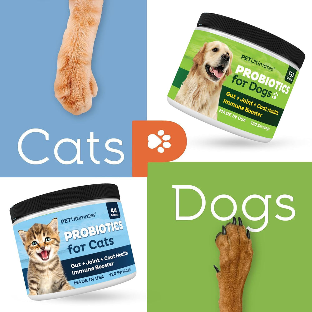 Pet Ultimates Probiotics for Cats easy-to-dose powder blends into meals.
