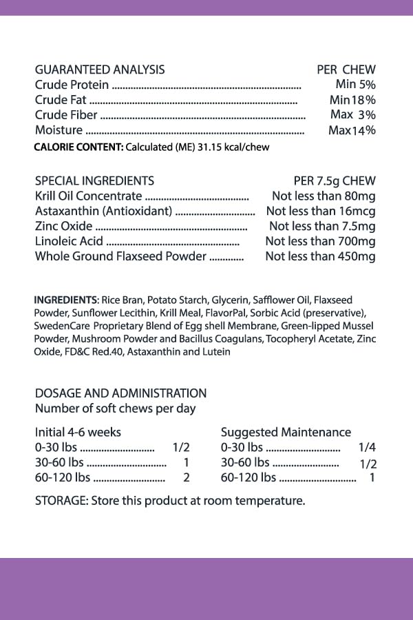 Pet Vitamin Co krill oil soft chews omega-3 rich ingredients highlight benefits.