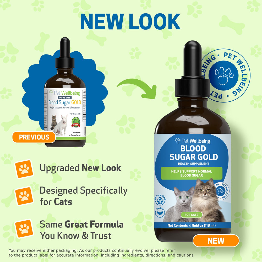 Pet Wellbeing Blood Sugar Gold Cats dosing dropper enables precise administration at mealtime.