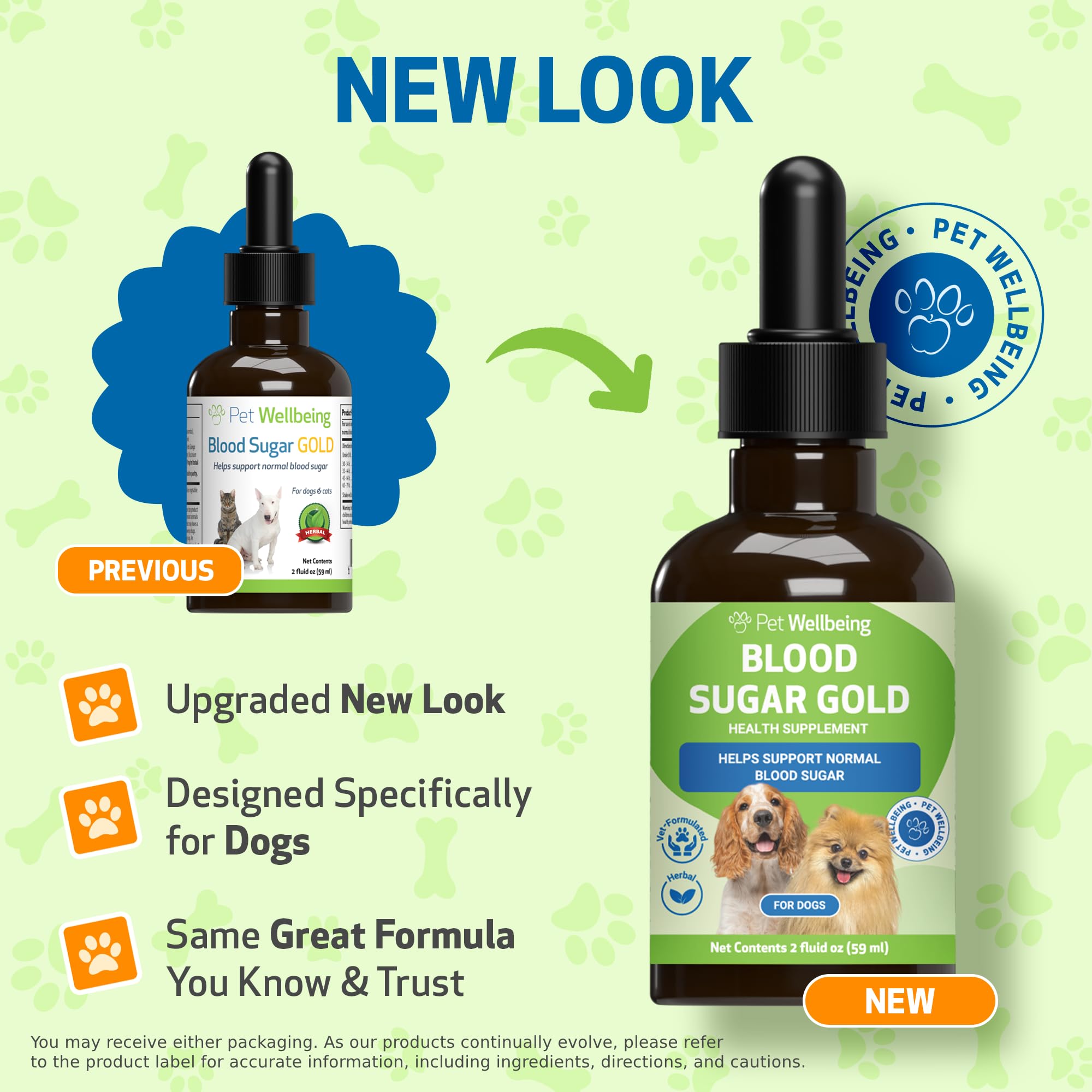 Pet Wellbeing Blood Sugar Gold dropper in use—precise dosing for dogs.