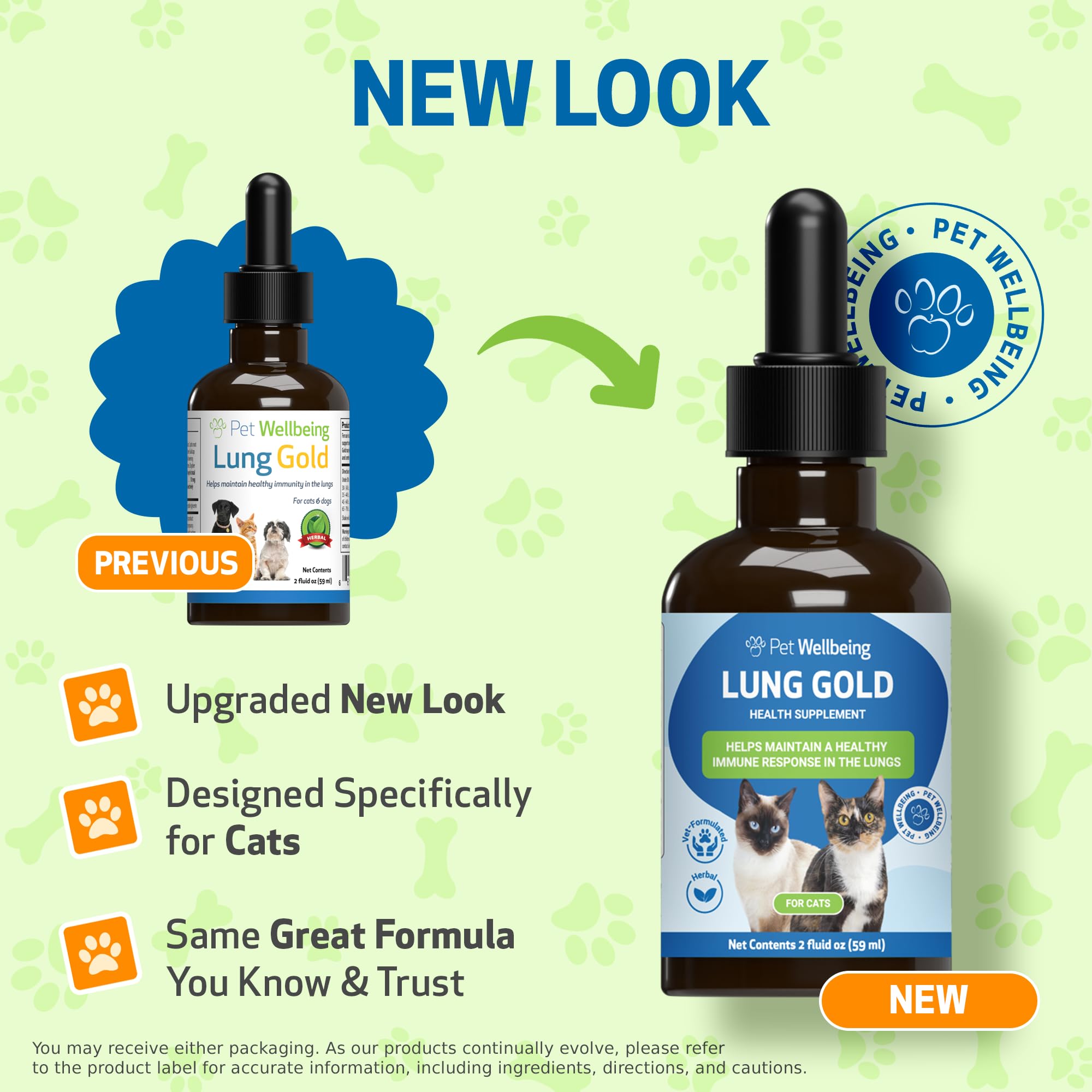 Pet Wellbeing Lung Gold for Cats dropper dispensing gentle drops for convenient administration