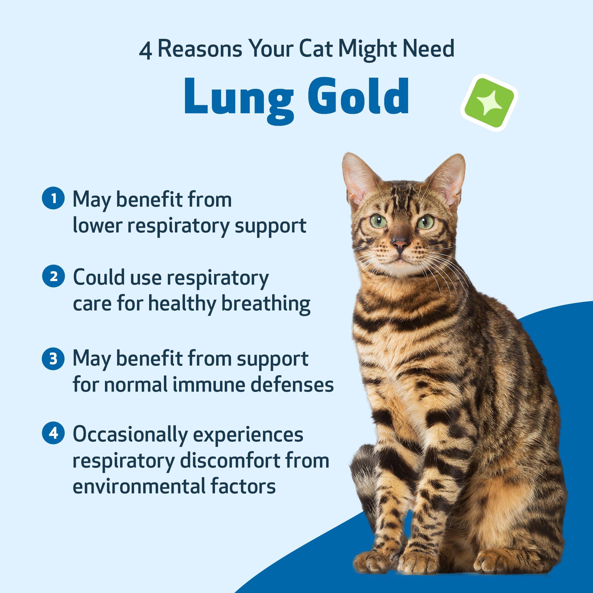 Pet Wellbeing Lung Gold for Cats label close-up highlighting the herbal blend