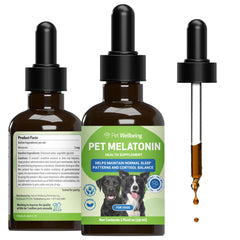 Pet Wellbeing Melatonin dog bottle for calmer nights and balanced cortisol support