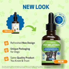 Pet Wellbeing Melatonin dog dropper shown for easy nightly dosing