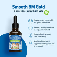 Pet Wellbeing Smooth BM Gold herbal blend Triphala highlights traditional digestive support.